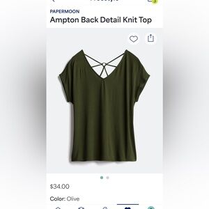 Papermoon Forest Green Knit Blouse with Back Design